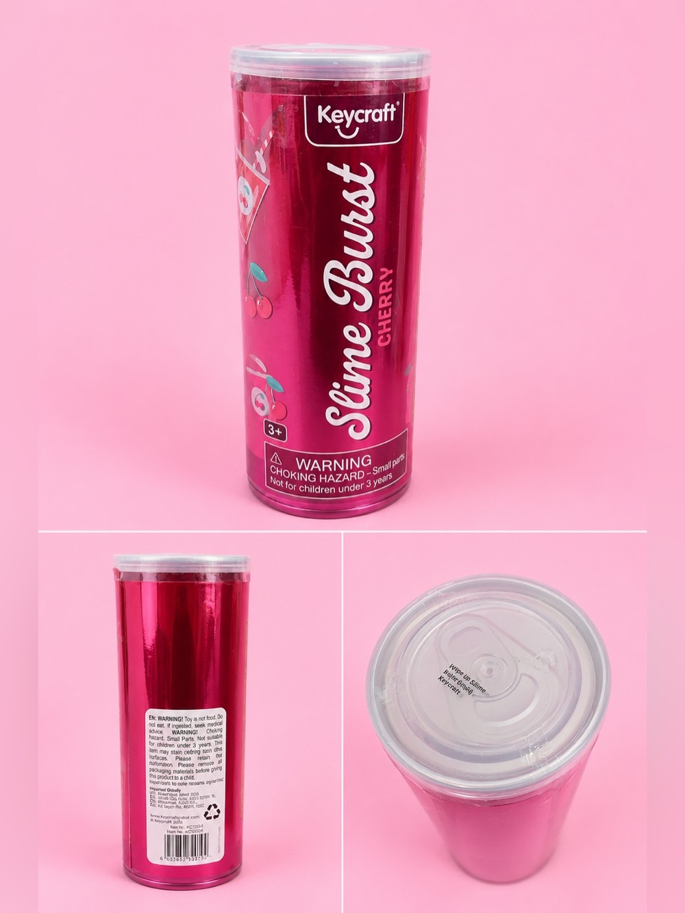 Craft Slime Burst Cherry - Bright Pink Metallic Cylinder